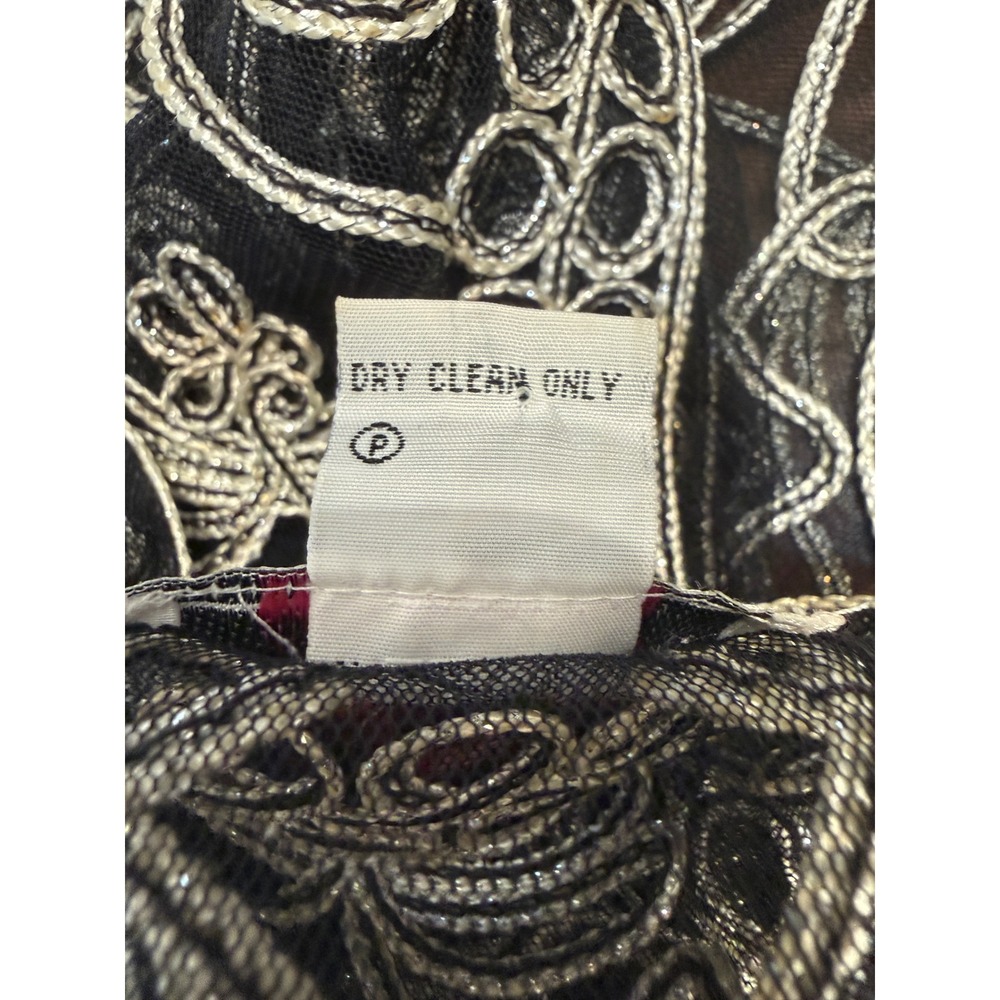 Victor Costa Occasion Silver Embroidered Mesh Duster Cardigan 1X Black Glam - Picture 8 of 11